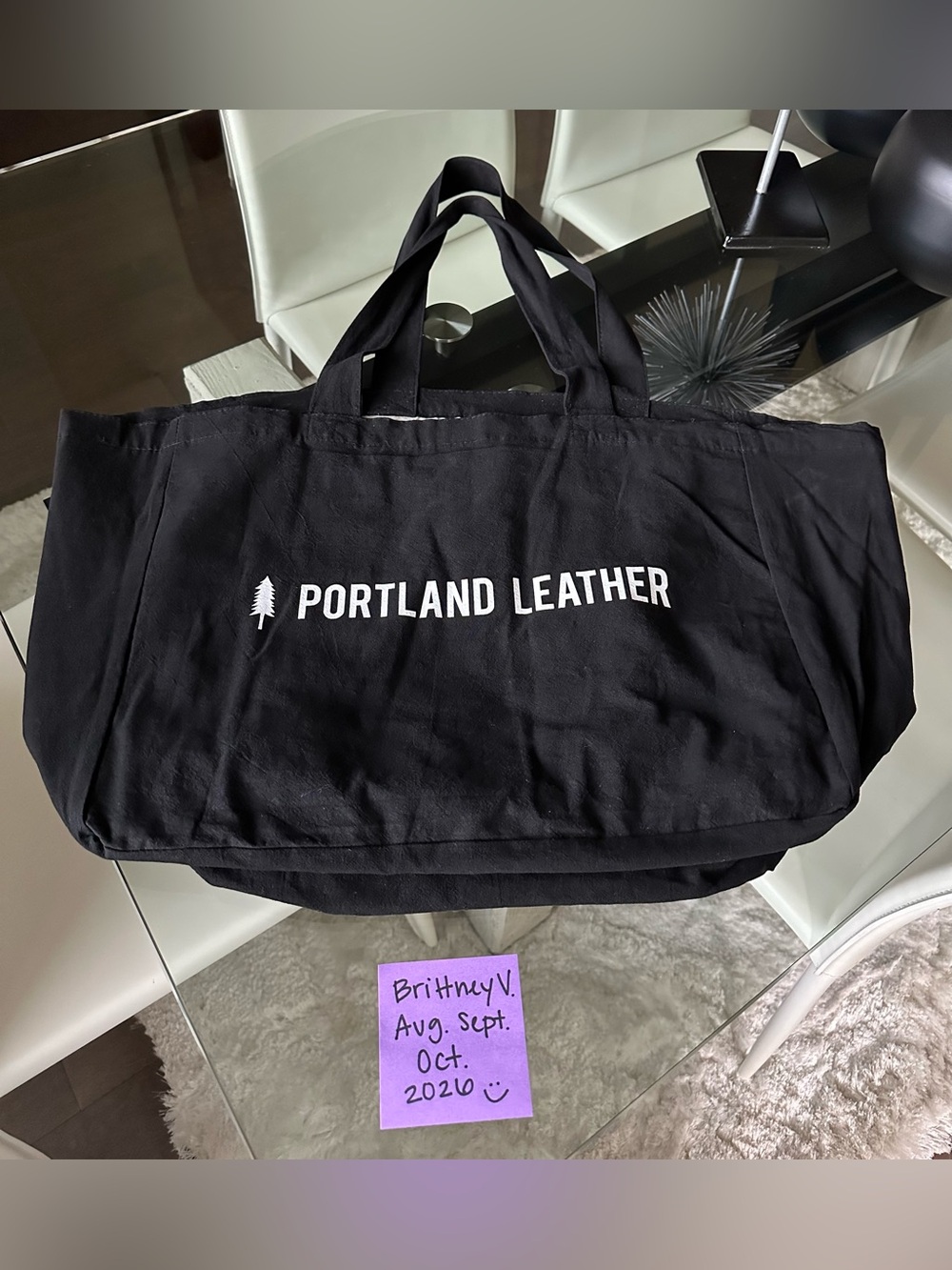 Black Portland Leather Goods Fabric Tote Bag